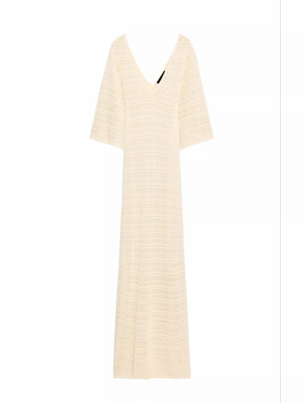 Zara Cream Crochet V-Neck Maxi Dress